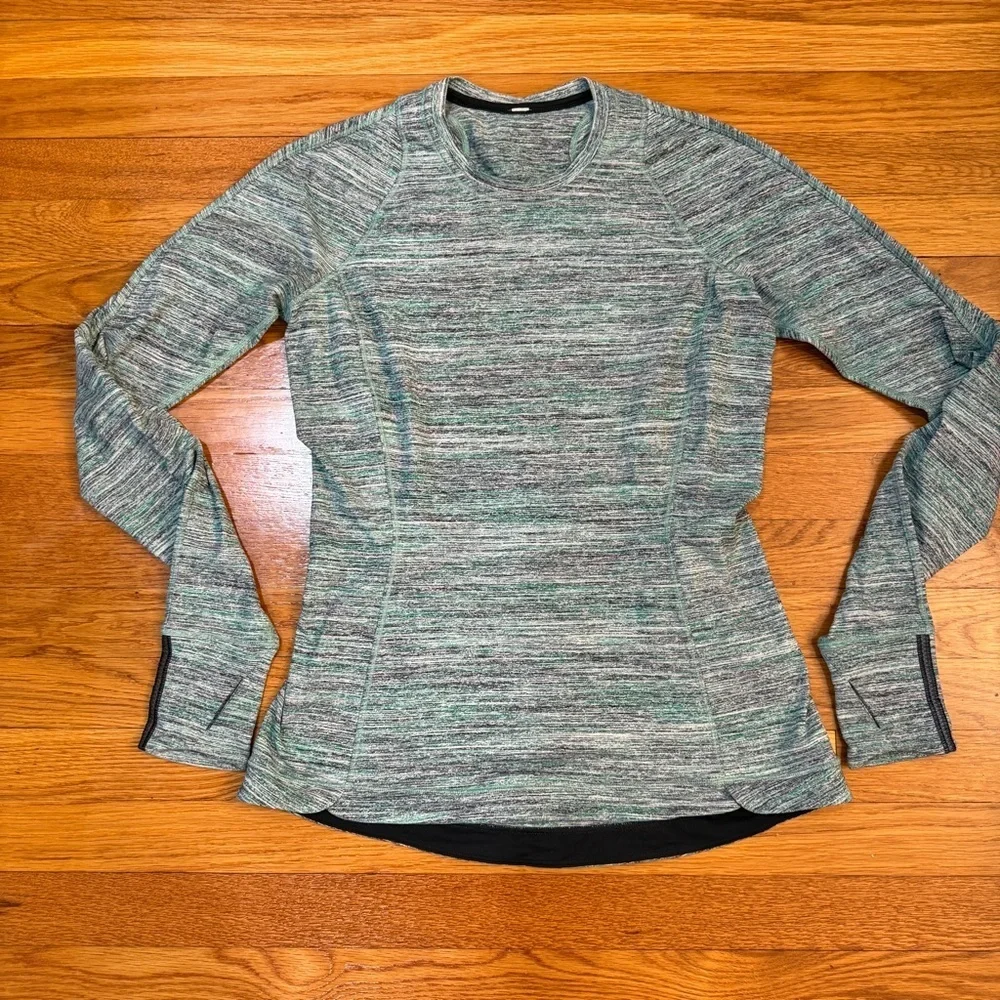 Lululemon Runderful Long Sleeve Space Dye Camo Forage Teal Black - Size 8